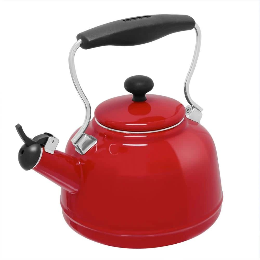 Vintage 6.8-cups Enamel-On-Steel Chili Red Tea Kettle by Chantal