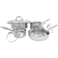 Bransonville 7-Piece Stainless Steel Cookware Set in Chrome by Oster
