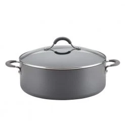 Radiance 7.5 qt. Hard-Anodized Aluminum Nonstick Stock Pot in Gray with Glass Lid by Circulon