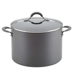 Radiance 10 qt. Hard-Anodized Aluminum Nonstick Stock Pot in Gray with Glass Lid by Circulon