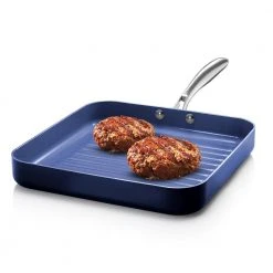 Classic Blue 10.5 in. Aluminum Ultra-Durable Non-Stick Diamond Infused Grill Pan by GRANITESTONE