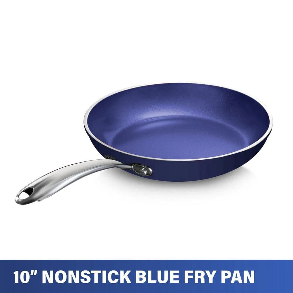 Classic Blue 10 in. Aluminum Ultra-Durable Non-Stick Diamond Infused Round Fry Pan by GRANITESTONE - Image 2