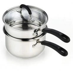 2 Quarts Stainless Steel Double Boiler, Silver by Cook N Home