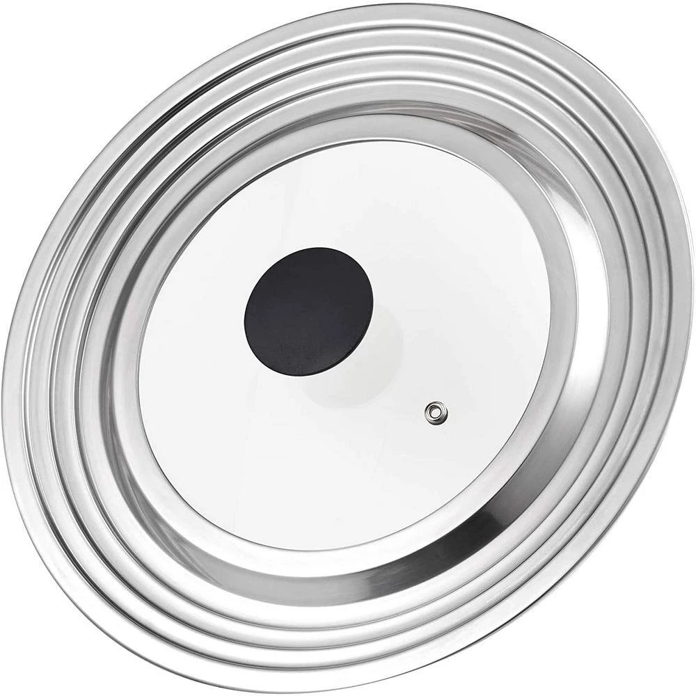 Stainless Steel Universal Lid with Glass Center Fits 8 in., 10.25 in., 11 in. and 12 in. by Cook N Home - Image 2
