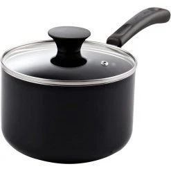 3 qt. Aluminum Nonstick Sauce Pan with Lid in Black by Cook N Home