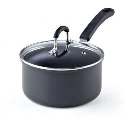 02633 2.5 qt./18CM, Black Hard Anodized Nonstick Saucepan by Cook N Home