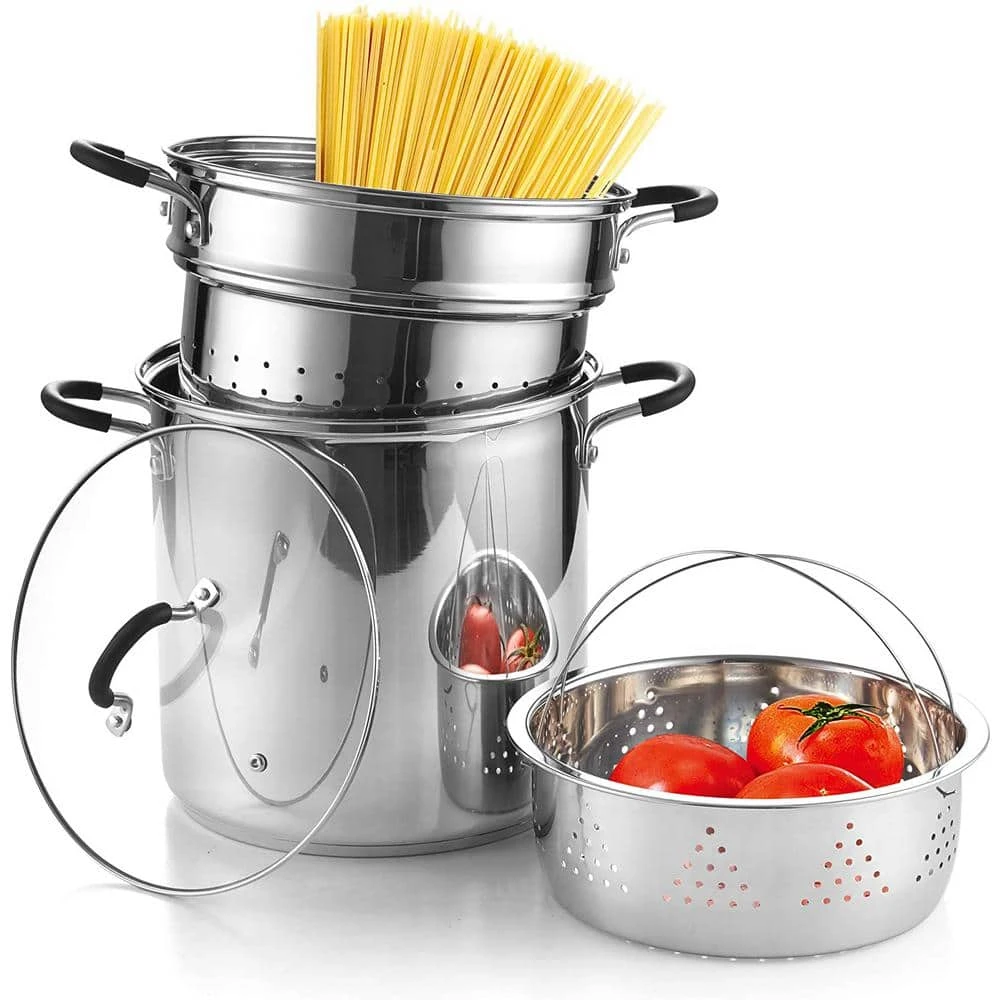 12 Qt. 4-Piece Stainless Steel Pasta Cooker Steamer Multipots by Cook N Home - Image 6