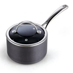2 qt. Hard-Anodized Aluminum Nonstick Sauce Pan in Black with Glass Lid by Cooks Standard