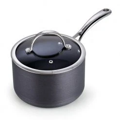 3 qt. Hard-Anodized Aluminum Nonstick Sauce Pan in Black with Glass Lid by Cooks Standard