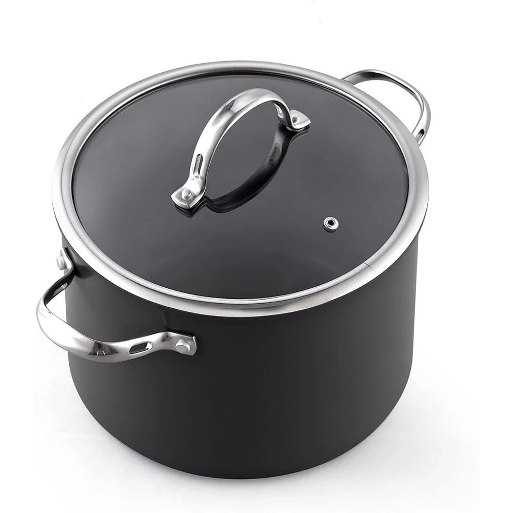 8 qt. Hard Anodized Premium Grade Aluminum Nonstick Stockpot with Cover, Black by Cooks Standard
