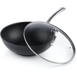 11 in. Black Hard Anodized Aluminum Nonstick Wok Stir Fry Pan by Cooks Standard