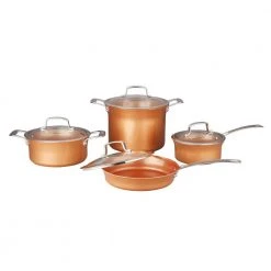 8-Piece Ceramic Coated -Copper- Cookware (Induction Compatible) by Concord