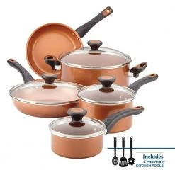 Glide 12-Piece Aluminum Ceramic Nonstick Cookware Set in Copper by Farberware