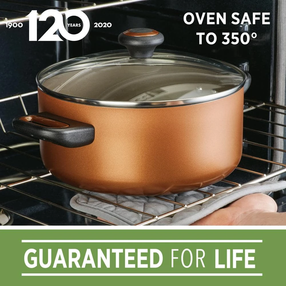 14 in. Dishwasher Safe High Performance- Aluminum Nonstick Skillet in Copper with Lid-1 by Farberware - Image 3