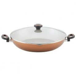 14 in. Dishwasher Safe High Performance- Aluminum Nonstick Skillet in Copper with Lid-1 by Farberware