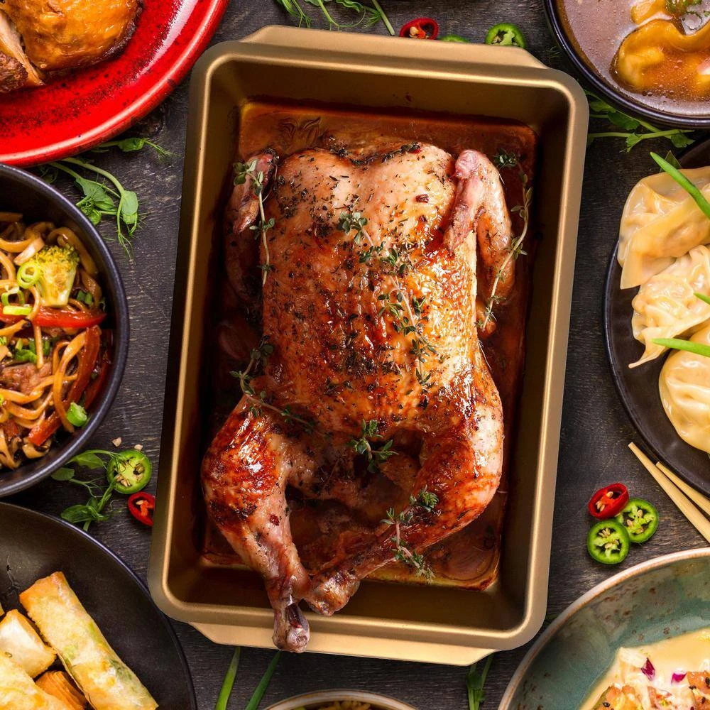 Country Kitchen Copper Embossed Carbon Steel 13.75 in. Roaster Pan by Gibson Home - Image 5