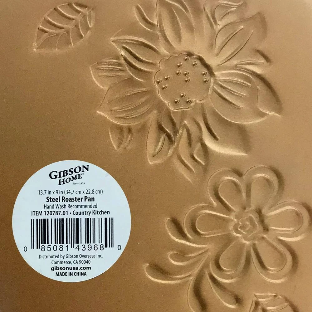 Country Kitchen Copper Embossed Carbon Steel 13.75 in. Roaster Pan by Gibson Home - Image 3