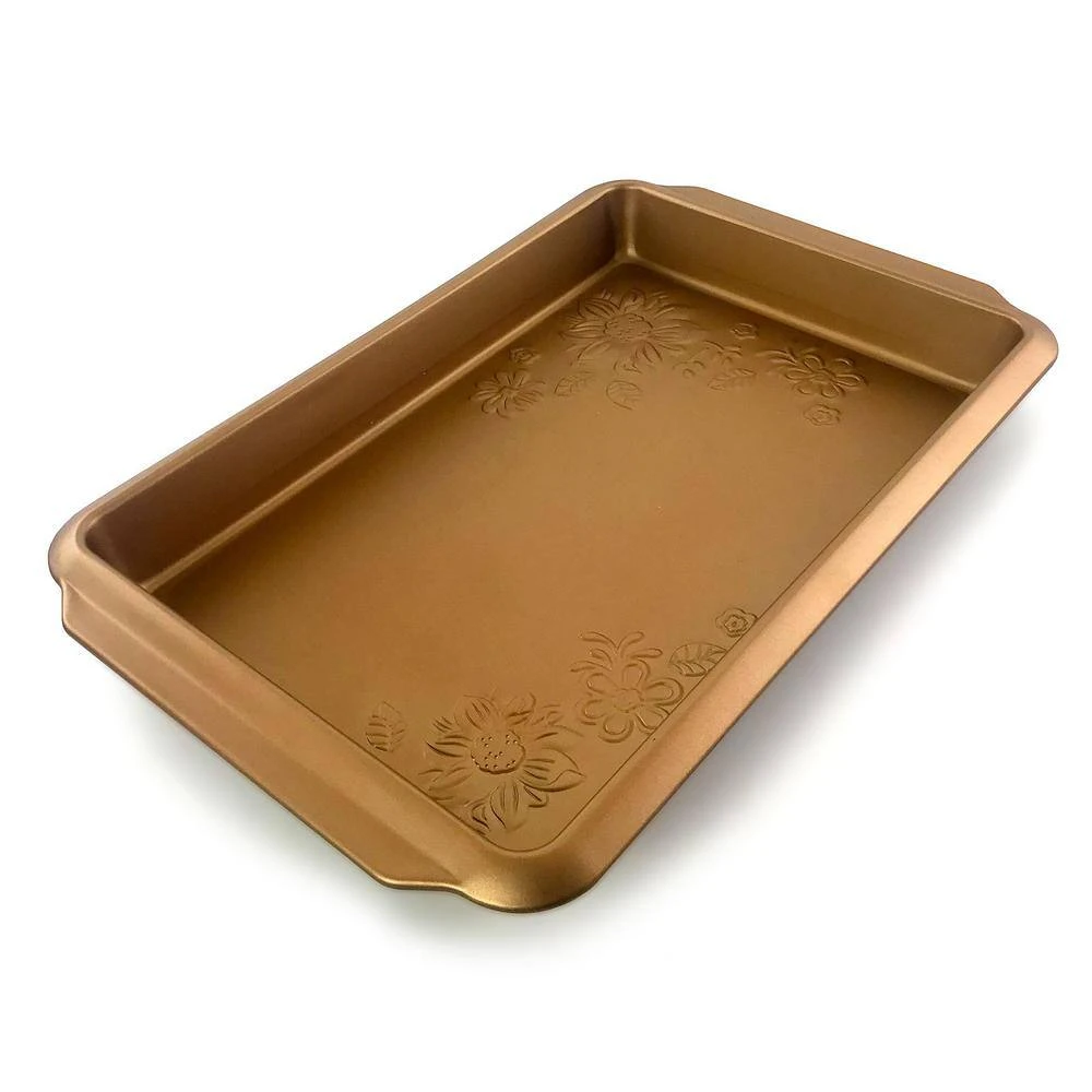 Country Kitchen Copper Embossed Carbon Steel 13.75 in. Roaster Pan by Gibson Home - Image 2