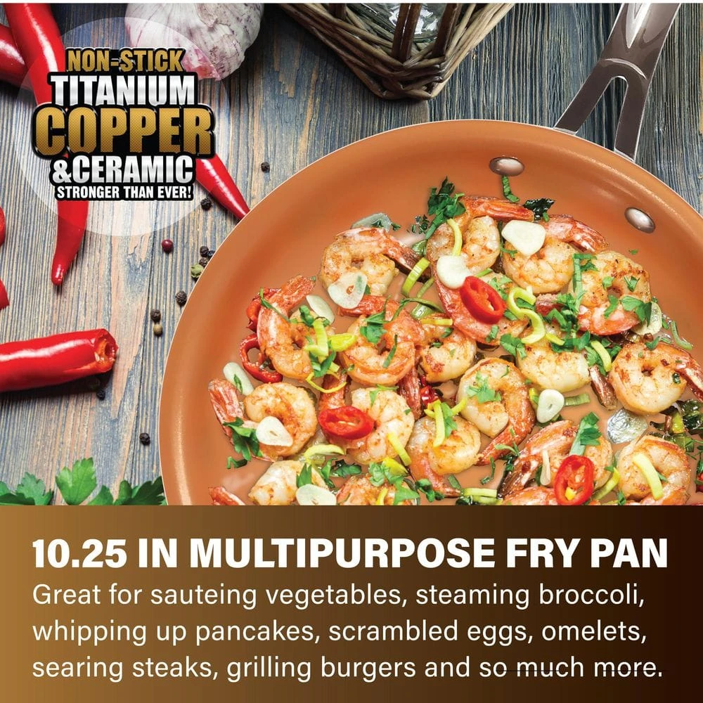 10-Piece Aluminum Ti-Ceramic Nonstick Round Cookware Set with Lids in Copper by Gotham Steel - Image 4