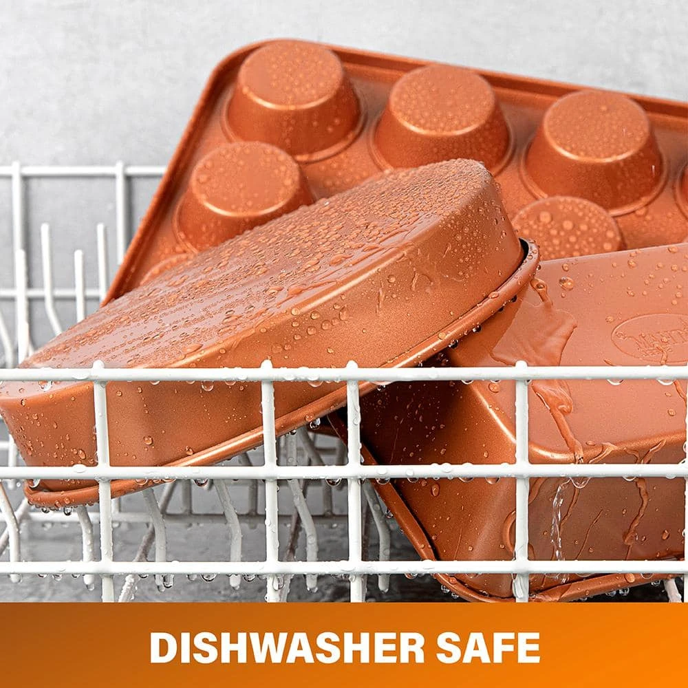 15-Piece Cast-Textured Aluminum Ultra-Nonstick PFOA Free Cookware and Bakeware Set in Copper by Gotham Steel - Image 2