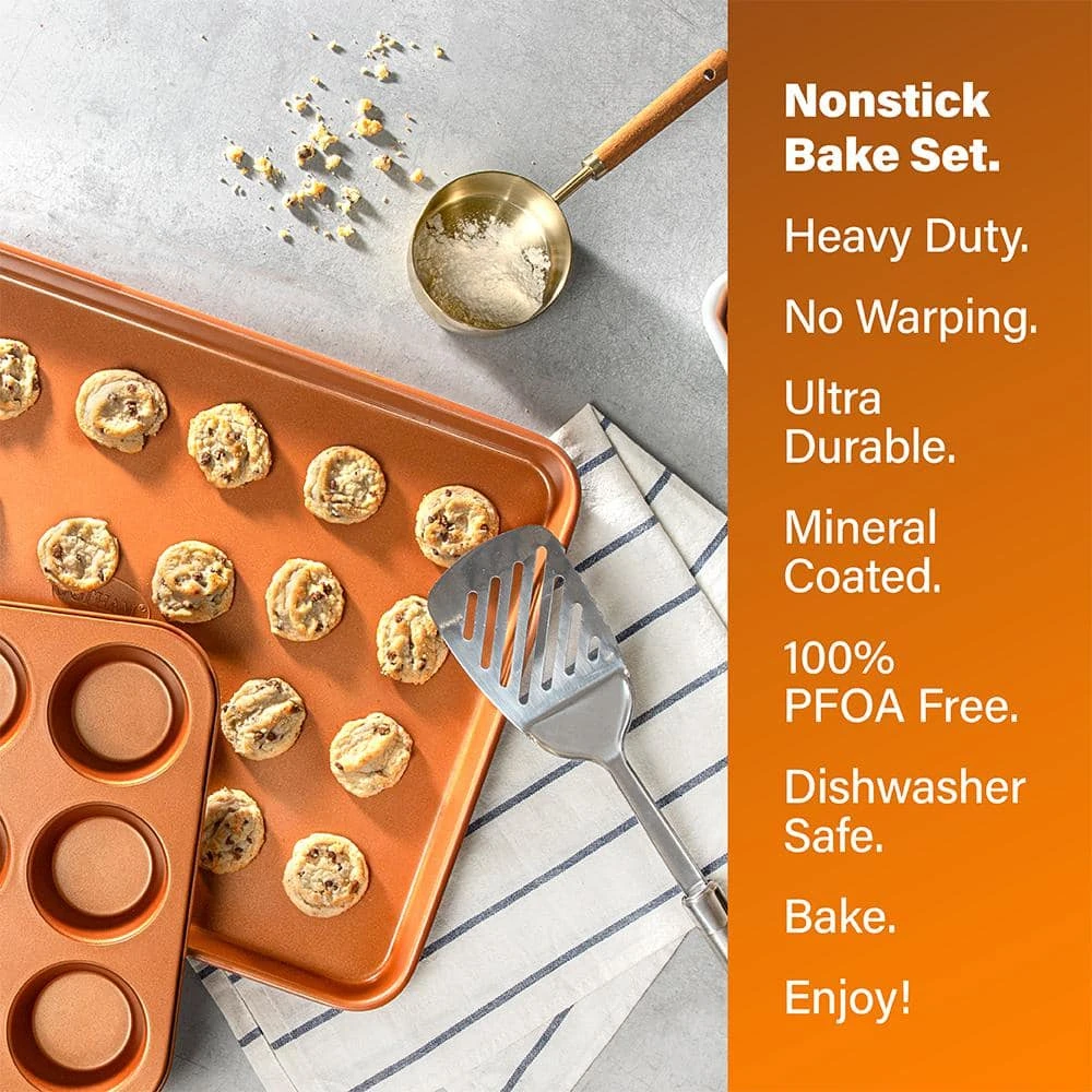 15-Piece Cast-Textured Aluminum Ultra-Nonstick PFOA Free Cookware and Bakeware Set in Copper by Gotham Steel - Image 10