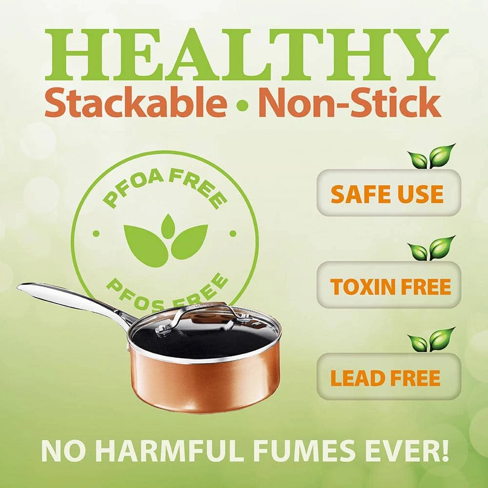 15-Piece Cast-Textured Aluminum Ultra-Nonstick PFOA Free Cookware and Bakeware Set in Copper by Gotham Steel - Image 4