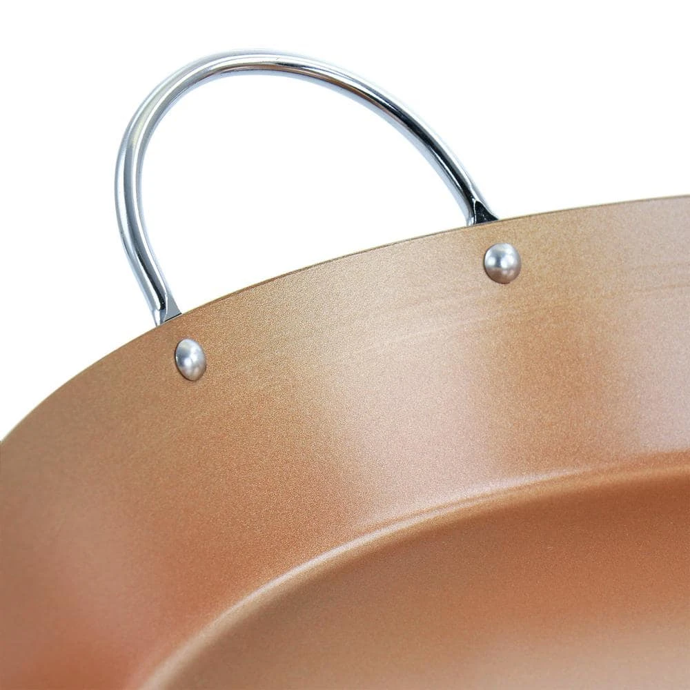Stonefire 16 in. Carbon Steel Nonstick Frying Pan Paella Pan in Copper by Oster - Image 6