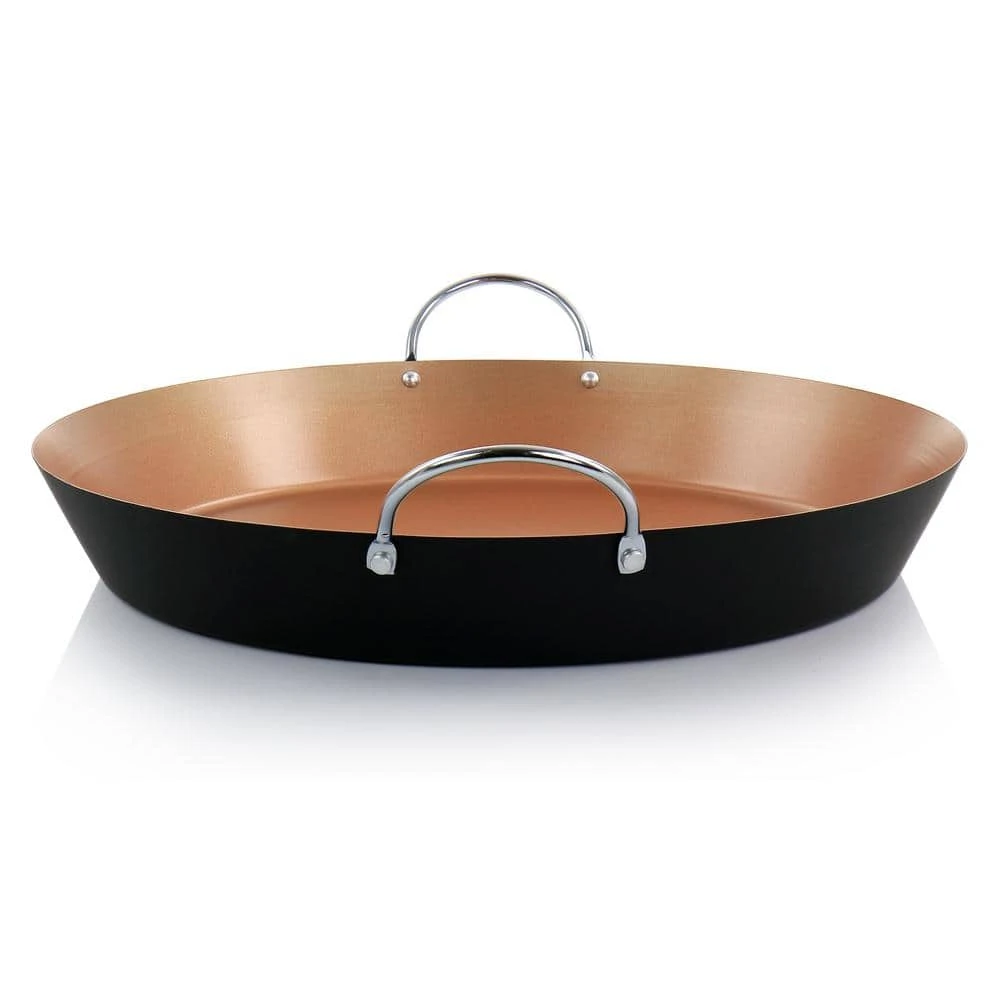 Stonefire 16 in. Carbon Steel Nonstick Frying Pan Paella Pan in Copper by Oster - Image 4