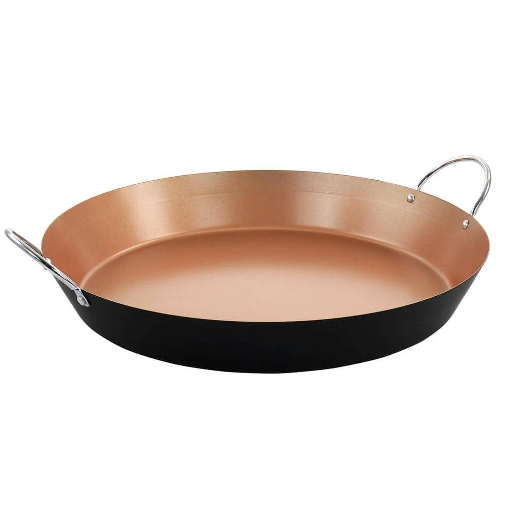 Stonefire 16 in. Carbon Steel Nonstick Frying Pan Paella Pan in Copper by Oster