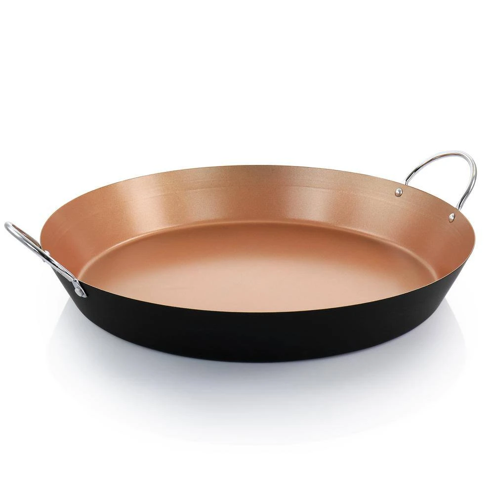 Stonefire 16 in. Carbon Steel Nonstick Frying Pan Paella Pan in Copper by Oster - Image 8