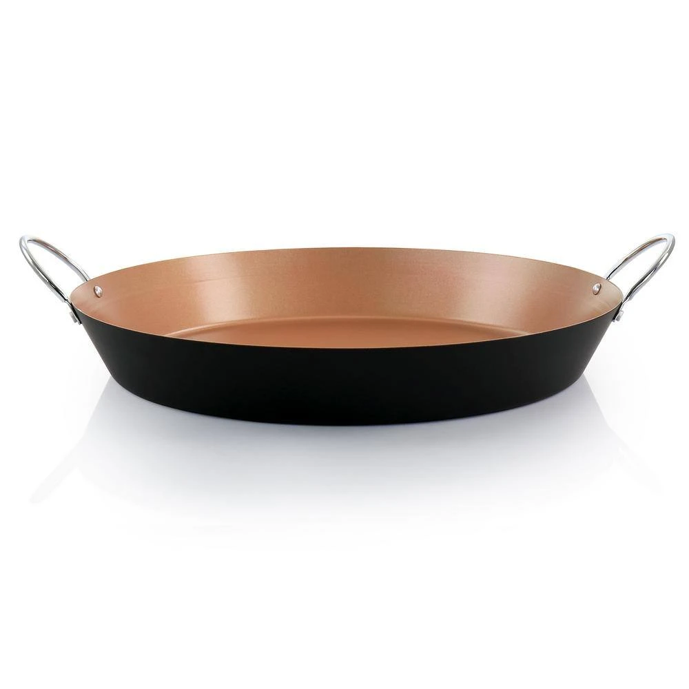 Stonefire 16 in. Carbon Steel Nonstick Frying Pan Paella Pan in Copper by Oster - Image 3