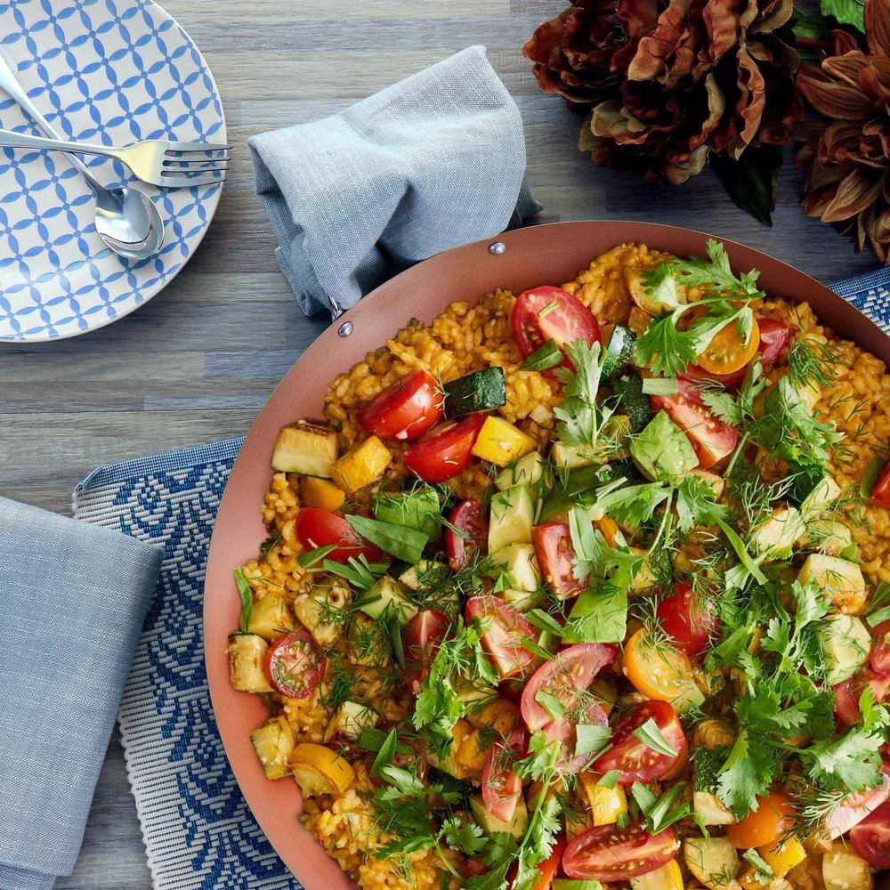 Stonefire 16 in. Carbon Steel Nonstick Frying Pan Paella Pan in Copper by Oster - Image 7