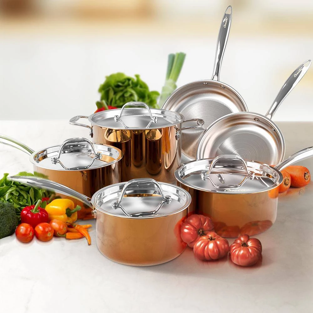 10-Pieces Copper Stainless Steel Cookware Set with Lids by POTS AND PANS JUNIOR - Image 9