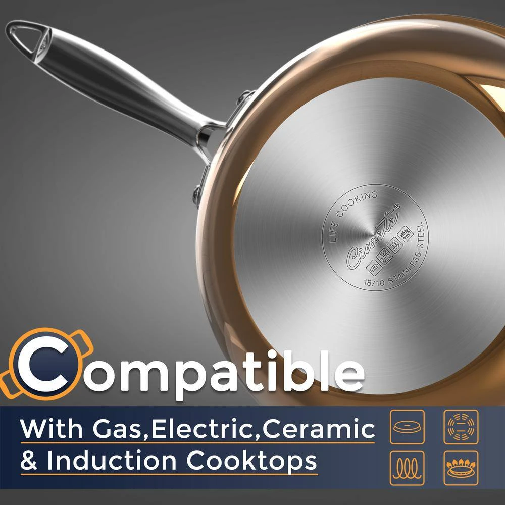 10-Pieces Copper Stainless Steel Cookware Set with Lids by POTS AND PANS JUNIOR - Image 8