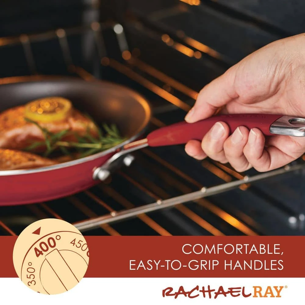 Cucina 10-Piece Aluminum Nonstick Cookware Set in Cranberry by Rachael Ray - Image 2