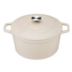 4 qt. Round Cast Iron Dutch Oven in Cream with Lid by vancasso