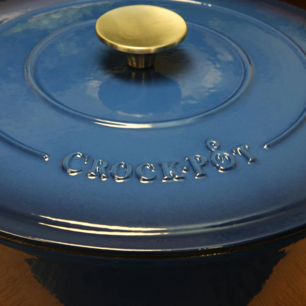 Artisan 5 qt. Round Enameled Cast Iron Braiser Pan with Self Basting Lid in Blue by Crock-Pot - Image 3