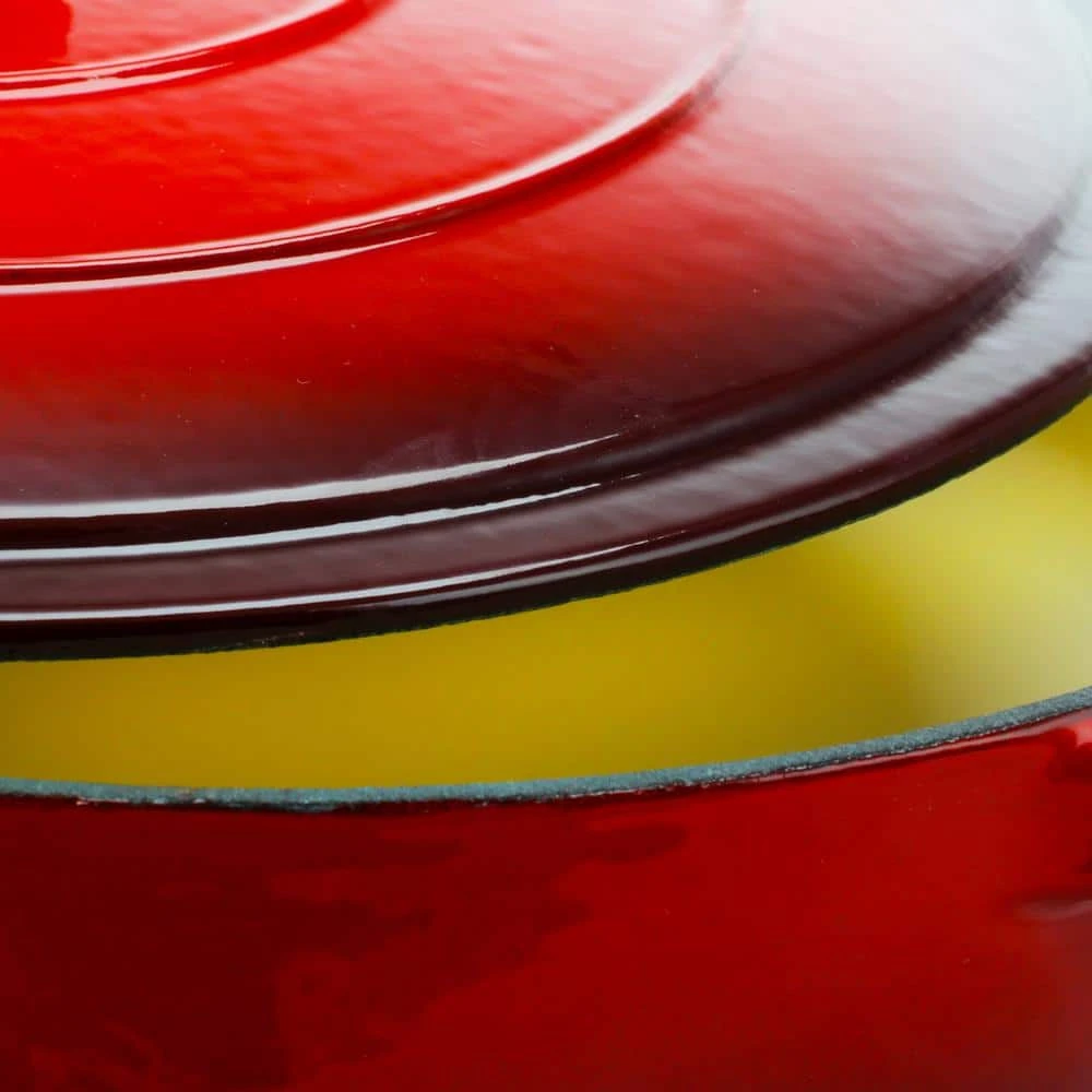 Artisan 5 qt. Round Enameled Cast Iron Braiser Pan with Self Basting Lid in Red by Crock-Pot - Image 3