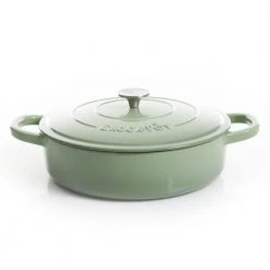 Artisan 5 Qt. Round Pistachio Green Enameled Cast Iron Braiser Pan with Self Basting Lid by Crock-Pot