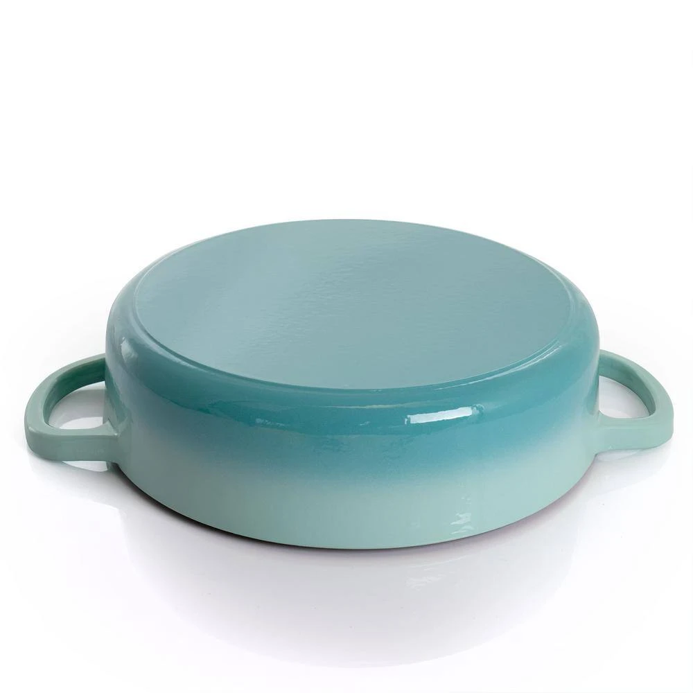 Artisan 5 qt. Round Enameled Cast Iron Braiser Pan with Self Basting Lid in Aqua Blue by Crock-Pot - Image 4