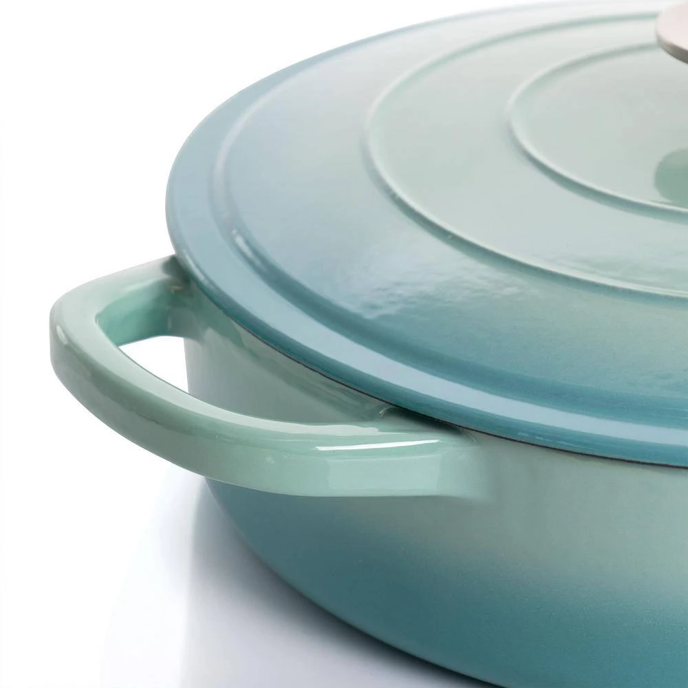 Artisan 5 qt. Round Enameled Cast Iron Braiser Pan with Self Basting Lid in Aqua Blue by Crock-Pot - Image 6