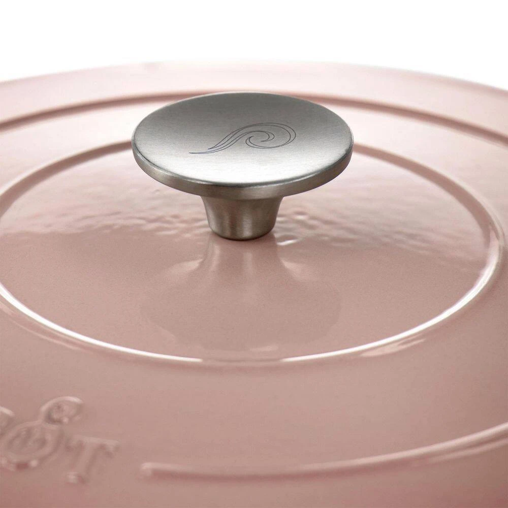 Artisan 5 qt. Blush Pink Round Enameled Cast Iron Braiser Pan with Self Basting Lid by Crock-Pot - Image 4