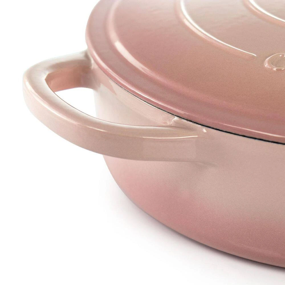 Artisan 5 qt. Blush Pink Round Enameled Cast Iron Braiser Pan with Self Basting Lid by Crock-Pot - Image 5