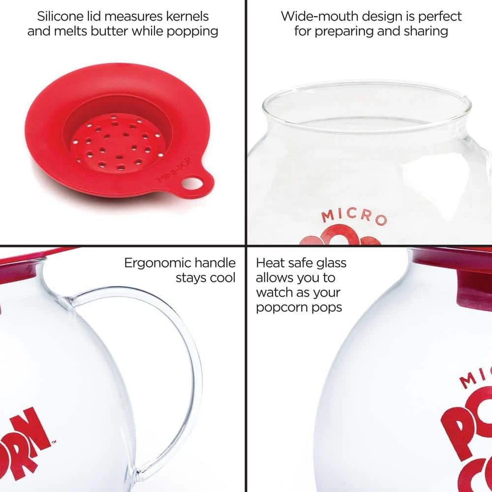 Kitchen Extras Glass Clear Microwave Popper with Silicone Measuring Lid by Ecolution - Image 4