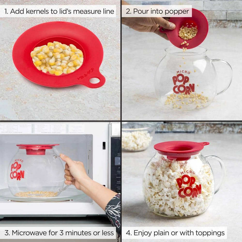 Kitchen Extras Glass Clear Microwave Popper with Silicone Measuring Lid by Ecolution - Image 5