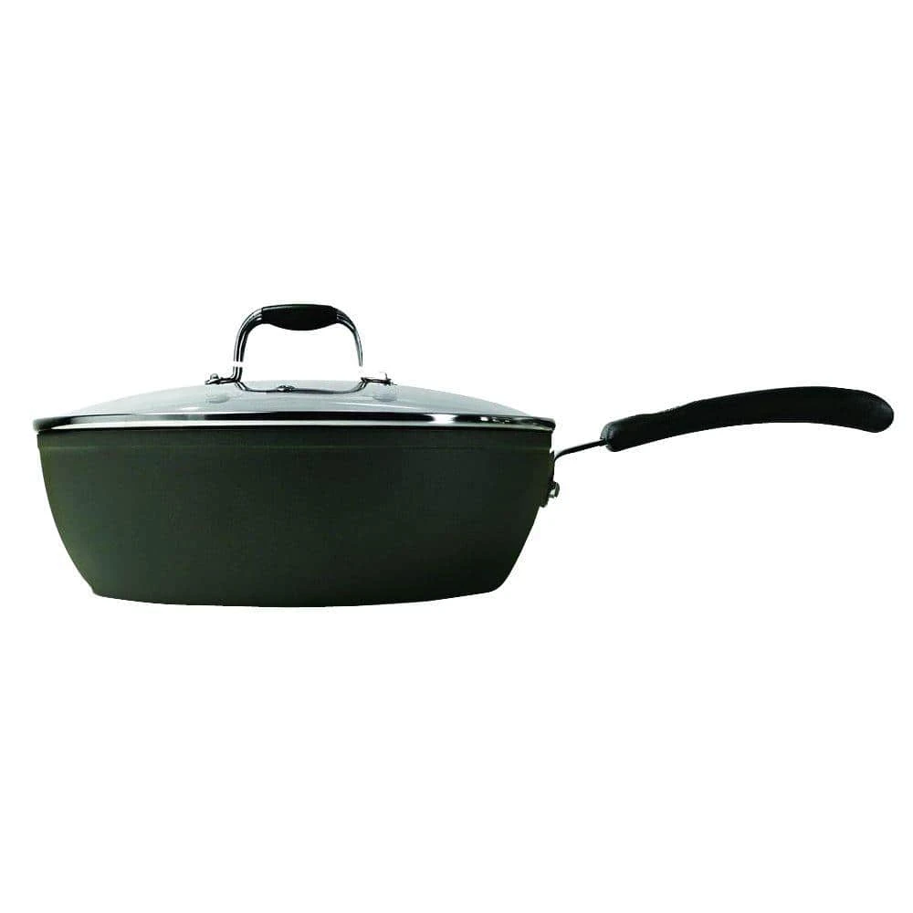 Symphony 4 qt. Aluminum Nonstick Saute Pan in Slate with Glass Lid by Ecolution