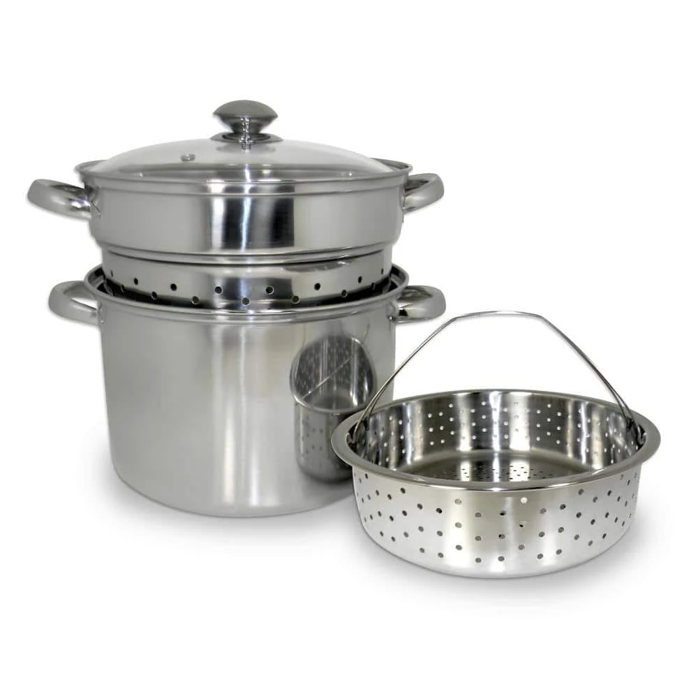 8 Qt. 4-Piece 18/10 Stainless Steel Multi-Cooker with Baskets and Lid by ExcelSteel