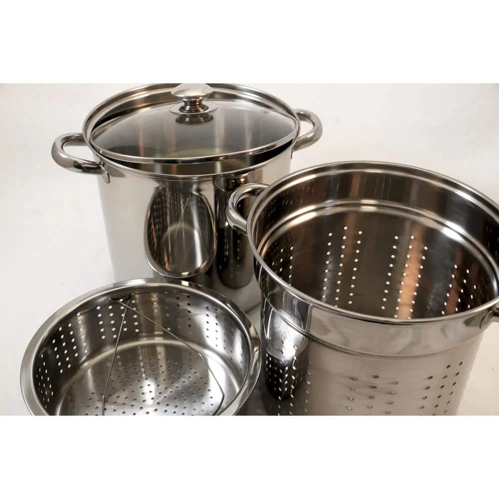 4-Piece 8 Qt. Professional 18/10 Stainless Steel Multi-Cooker with Lid by ExcelSteel - Image 4