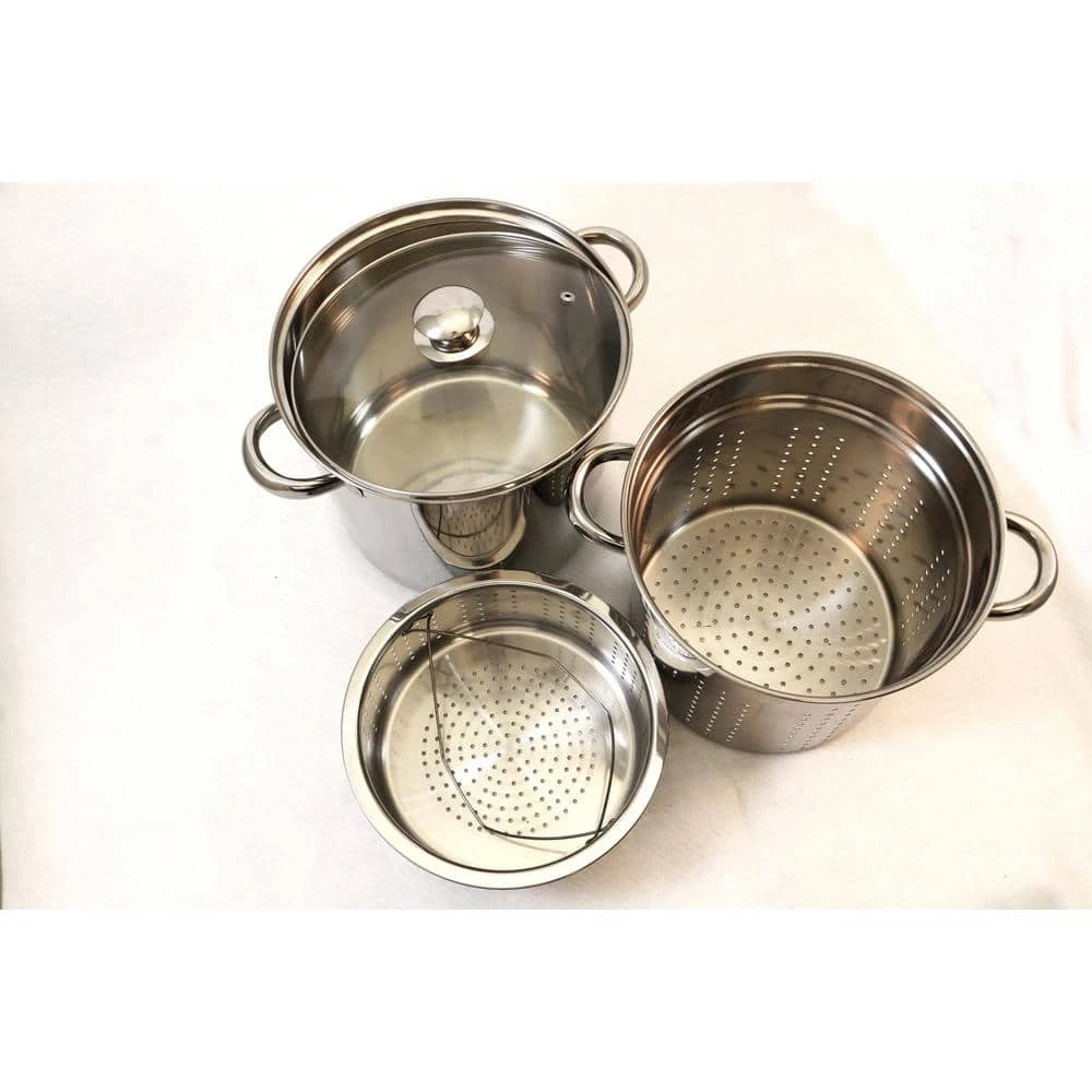 4-Piece 8 Qt. Professional 18/10 Stainless Steel Multi-Cooker with Lid by ExcelSteel - Image 5