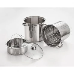 4-Piece 8 Qt. Professional 18/10 Stainless Steel Multi-Cooker with Lid by ExcelSteel